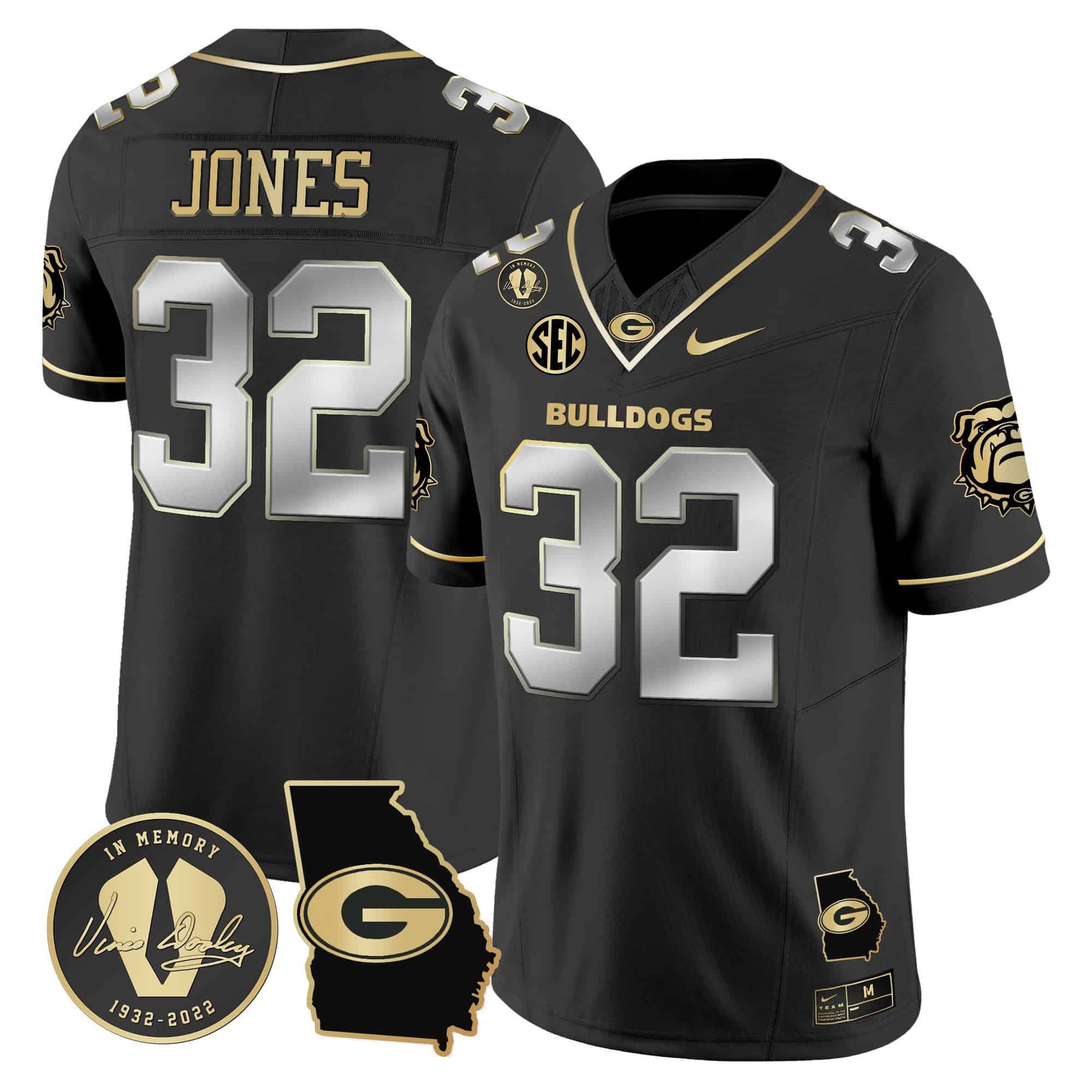 Men Georgia Bulldogs 32 Jones Black 2024 Nike Vapor NCAA Jersey style 3